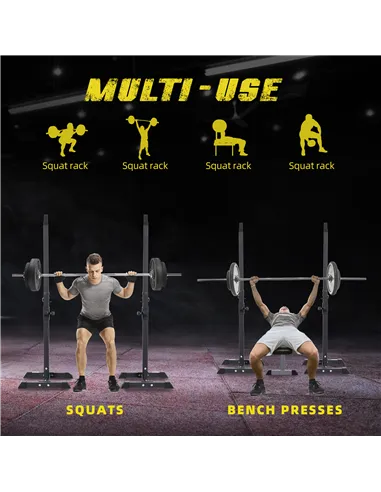 HOMCOM Adjustable Squat Rack, Weight Strength Training Bench Press Rack Weight Bench Supporter for Home Gym Exercise, Max Load 1