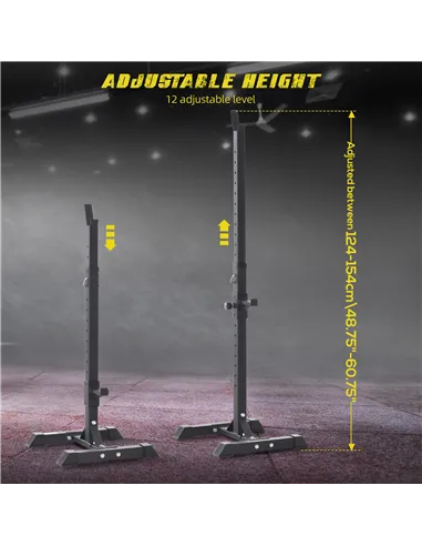 HOMCOM Adjustable Squat Rack, Weight Strength Training Bench Press Rack Weight Bench Supporter for Home Gym Exercise, Max Load 1