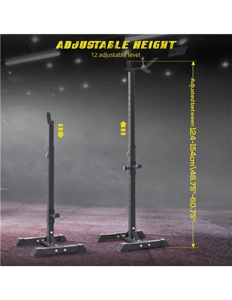 HOMCOM Adjustable Squat Rack, Weight Strength Training Bench Press Rack Weight Bench Supporter for Home Gym Exercise, Max Load 1