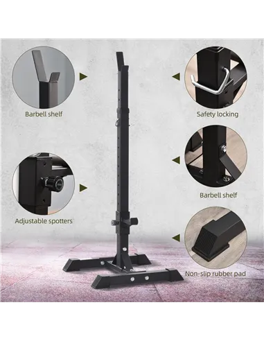 HOMCOM Adjustable Squat Rack, Weight Strength Training Bench Press Rack Weight Bench Supporter for Home Gym Exercise, Max Load 1