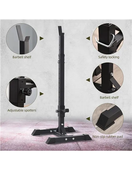 HOMCOM Adjustable Squat Rack, Weight Strength Training Bench Press Rack Weight Bench Supporter for Home Gym Exercise, Max Load 1
