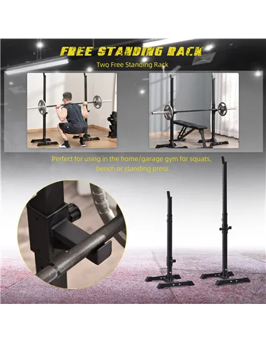 HOMCOM Adjustable Squat Rack, Weight Strength Training Bench Press Rack Weight Bench Supporter for Home Gym Exercise, Max Load 1