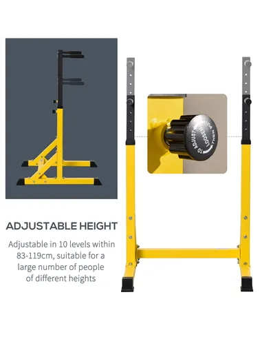 HOMCOM 83.5L x 71.5W x 126H cm Dip Station Chin Up Parallel Bars Pull Up Power Tower Home Gym Workout Bicep Tricep Fitness Equip