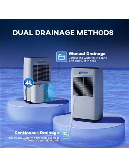 HOMCOM 20L/Day Portable Dehumidifier for Home, with LED Screen, Sleep Mode, 24H Timer, 4L Water Tank, Electric Air Dehumidifier 