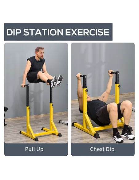 HOMCOM 83.5L x 71.5W x 126H cm Dip Station Chin Up Parallel Bars Pull Up Power Tower Home Gym Workout Bicep Tricep Fitness Equip