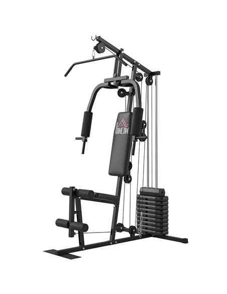 HOMCOM Multifunction Home Gym Machine, with 45kg Weight Stacks, for Strength Training