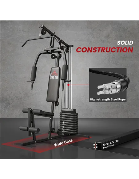 HOMCOM Multifunction Home Gym Machine, with 45kg Weight Stacks, for Strength Training