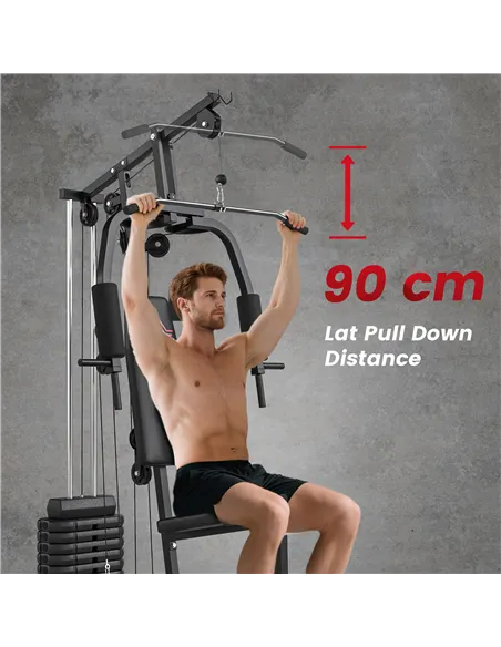HOMCOM Multifunction Home Gym Machine, with 45kg Weight Stacks, for Strength Training