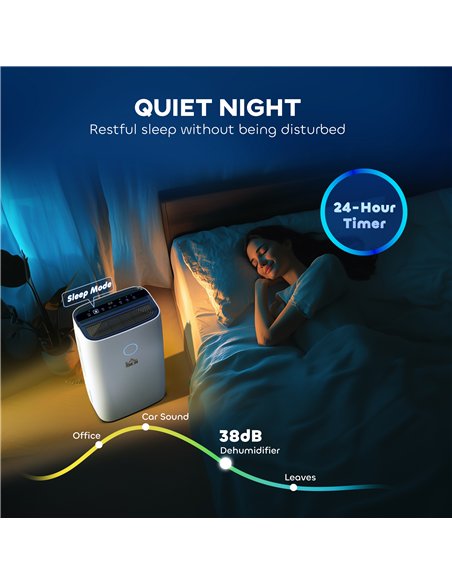 HOMCOM 20L/Day Portable Dehumidifier for Home, with LED Screen, Sleep Mode, 24H Timer, 4L Water Tank, Electric Air Dehumidifier 