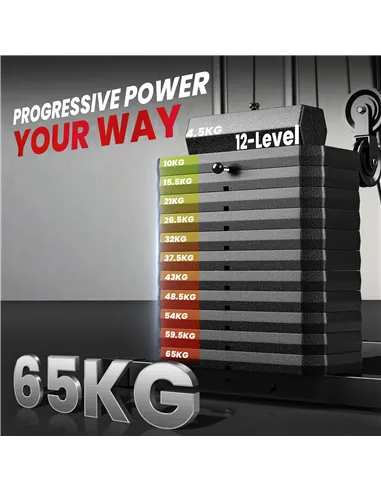 HOMCOM Multigym Station, with 66KG Weight Stack, for Strength Training - Red & Black