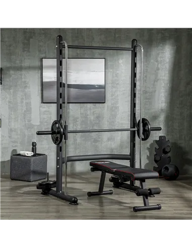 HOMCOM Adjustable Squat Rack, with Pull Up Bar, Barbell Bar for Home Gym