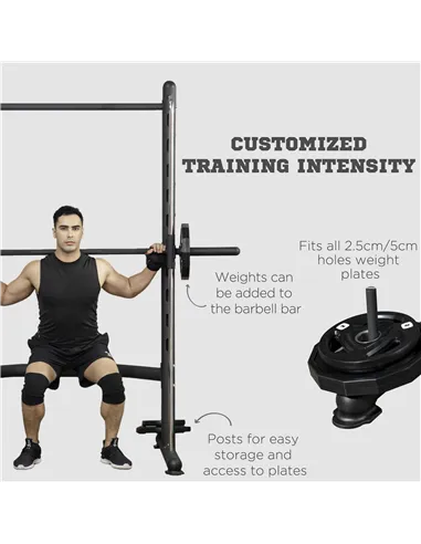 HOMCOM Adjustable Squat Rack, with Pull Up Bar, Barbell Bar for Home Gym