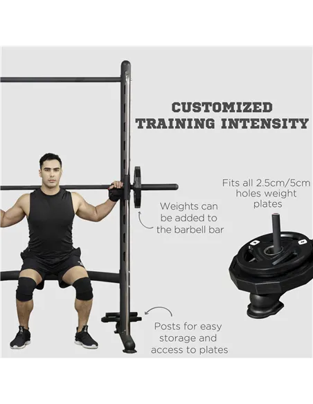HOMCOM Adjustable Squat Rack, with Pull Up Bar, Barbell Bar for Home Gym