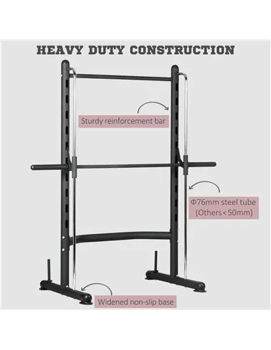 HOMCOM Adjustable Squat Rack, with Pull Up Bar, Barbell Bar for Home Gym
