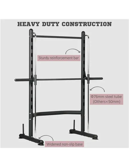 HOMCOM Adjustable Squat Rack, with Pull Up Bar, Barbell Bar for Home Gym
