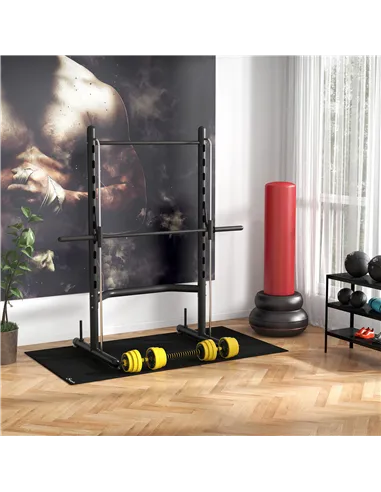 HOMCOM Adjustable Squat Rack, with Pull Up Bar, Barbell Bar for Home Gym
