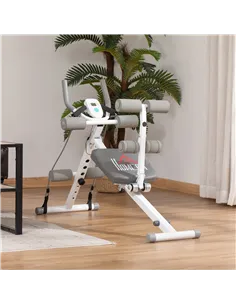 HOMCOM 2-IN-1 Core Abdominal Ab Trainer Sit Up Bench with LCD Screen, Adjustable Fitness Crunch Machine for Home GYM 2