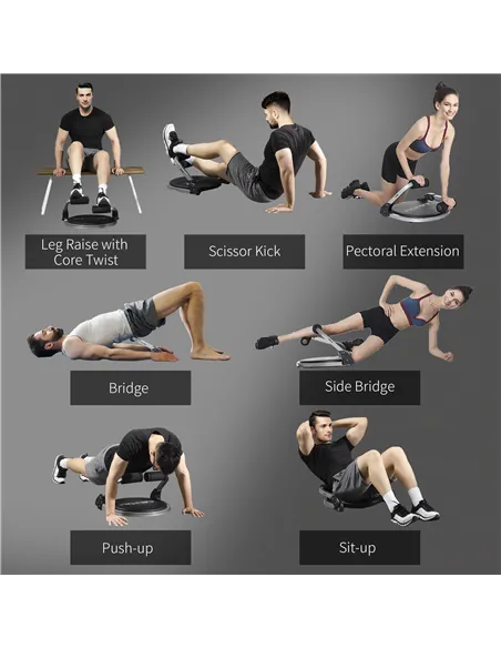 HOMCOM Abs Trainer, Ab Crunch Machine, Foldable Abdominal Trainer, Core Fitness & Whole Body Exercise Equipment for Home Gym