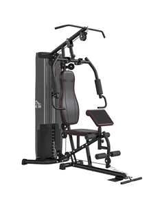 HOMCOM Multifunctional Home Gym Equipment Workout Station, Chest Station, Butterfly Press & Leg Developer, 45kg Weight Stack Mul