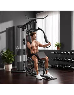 HOMCOM Multifunctional Home Gym Equipment Workout Station, Chest Station, Butterfly Press & Leg Developer, 45kg Weight Stack Mul 2
