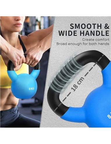 HOMCOM Soft Kettlebell, 8kg Kettle Bell with Non-Slip Handle for Home Gym Weight Lifting and Strength Training, Blue