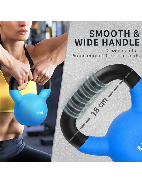 HOMCOM Soft Kettlebell, 8kg Kettle Bell with Non-Slip Handle for Home Gym Weight Lifting and Strength Training, Blue