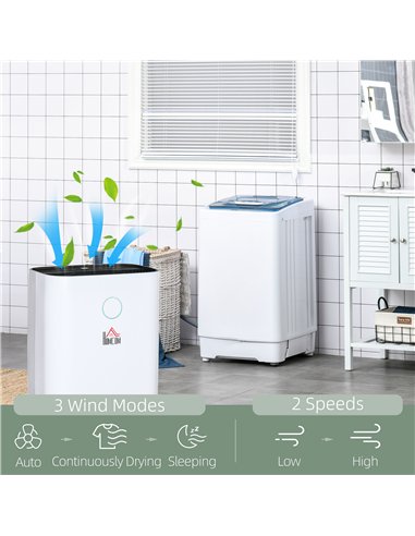HOMCOM 16L/Day Portable Dehumidifier for Home, with LED Screen, Sleep Mode, 24H Timer, Electric Air Dehumidifier for Damp Laundr