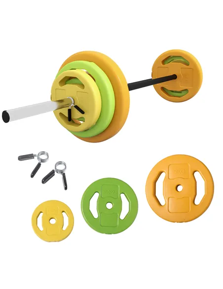 HOMCOM 20kg Barbell Weights Set, Adjustable Weights with Non-slip Handle, for Women and Men Home Gym Exercise Weight Strength Tr