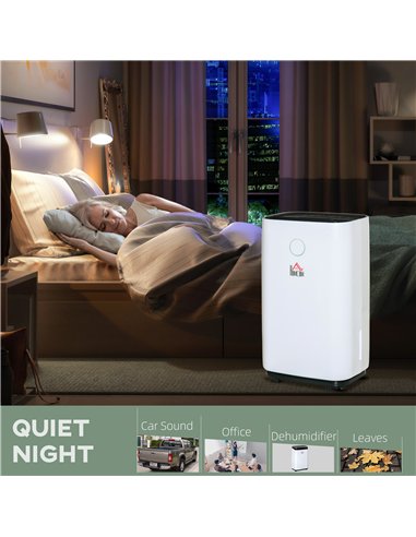 HOMCOM 16L/Day Portable Dehumidifier for Home, with LED Screen, Sleep Mode, 24H Timer, Electric Air Dehumidifier for Damp Laundr