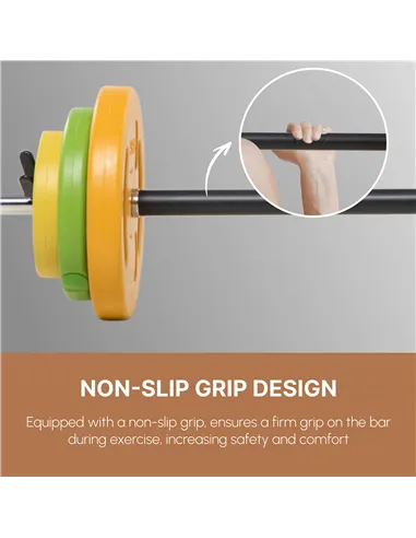 HOMCOM 20kg Barbell Weights Set, Adjustable Weights with Non-slip Handle, for Women and Men Home Gym Exercise Weight Strength Tr