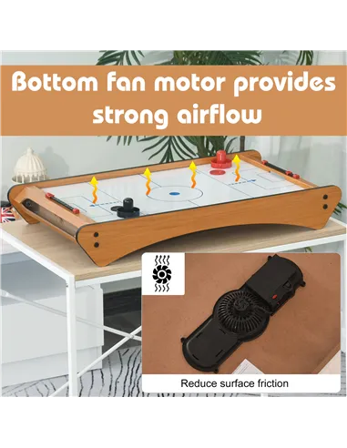 HOMCOM 2.5FT Tabletop Air Hockey Game Table Wooden Portable Party Gaming Toy for Kids Children Adult