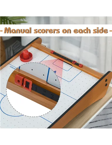 HOMCOM 2.5FT Tabletop Air Hockey Game Table Wooden Portable Party Gaming Toy for Kids Children Adult