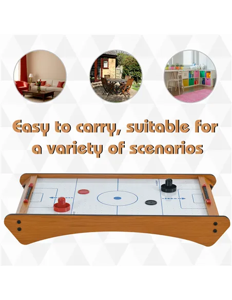 HOMCOM 2.5FT Tabletop Air Hockey Game Table Wooden Portable Party Gaming Toy for Kids Children Adult