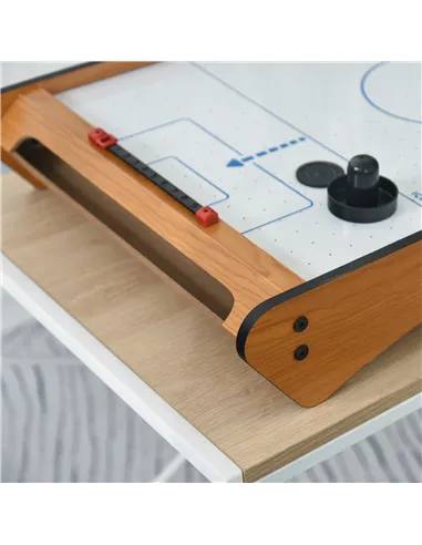 HOMCOM 2.5FT Tabletop Air Hockey Game Table Wooden Portable Party Gaming Toy for Kids Children Adult