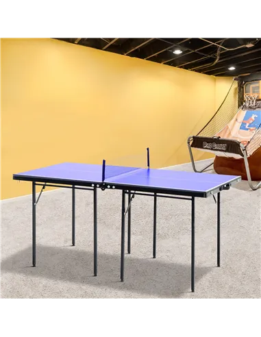 HOMCOM Folding 5ft Mini Compact Table Tennis Top Ping Pong Table Set Professional Net Games Sports Training Play Blue