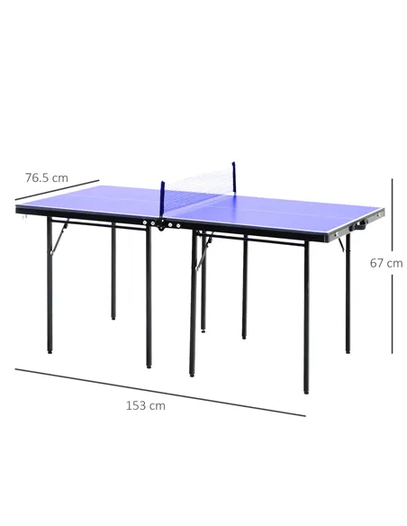 HOMCOM Folding 5ft Mini Compact Table Tennis Top Ping Pong Table Set Professional Net Games Sports Training Play Blue