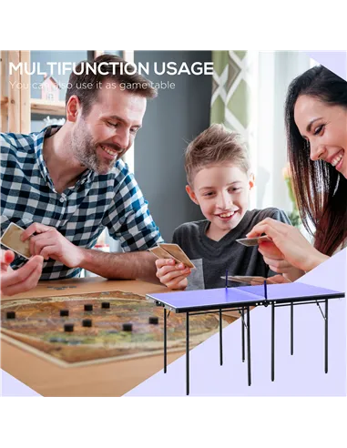 HOMCOM Folding 5ft Mini Compact Table Tennis Top Ping Pong Table Set Professional Net Games Sports Training Play Blue