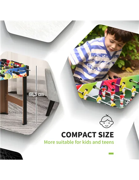 HOMCOM 2.8FT Football Foosball Gaming Table Soccer For Kids Indoor Play Fun Sports Game