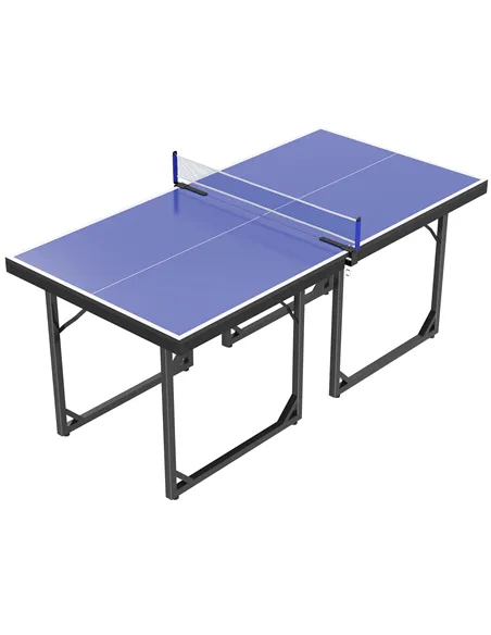 HOMCOM 6ft Table Tennis Table, Ping Pong Table with Net, Foldable and Portable Ping Pong Set for Indoor Outdoor Use, Easy Assemb