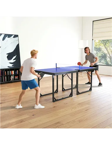 HOMCOM 6ft Table Tennis Table, Ping Pong Table with Net, Foldable and Portable Ping Pong Set for Indoor Outdoor Use, Easy Assemb