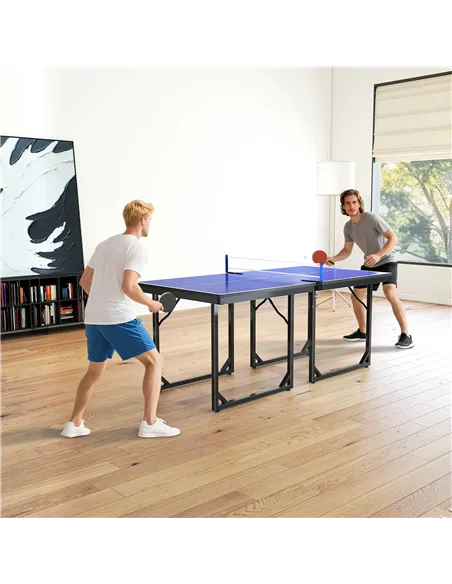 HOMCOM 6ft Table Tennis Table, Ping Pong Table with Net, Foldable and Portable Ping Pong Set for Indoor Outdoor Use, Easy Assemb