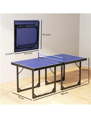 HOMCOM 6ft Table Tennis Table, Ping Pong Table with Net, Foldable and Portable Ping Pong Set for Indoor Outdoor Use, Easy Assemb