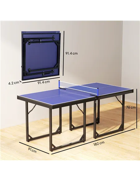 HOMCOM 6ft Table Tennis Table, Ping Pong Table with Net, Foldable and Portable Ping Pong Set for Indoor Outdoor Use, Easy Assemb