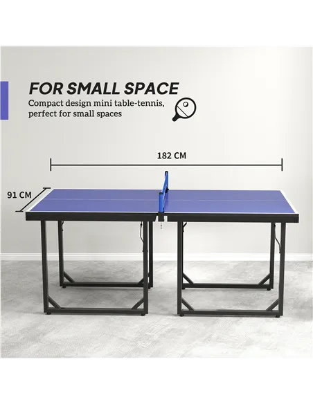 HOMCOM 6ft Table Tennis Table, Ping Pong Table with Net, Foldable and Portable Ping Pong Set for Indoor Outdoor Use, Easy Assemb