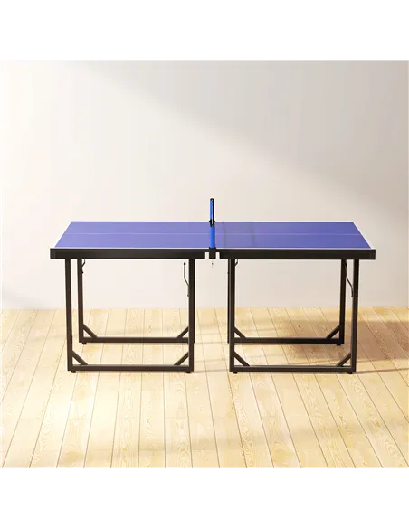 HOMCOM 6ft Table Tennis Table, Ping Pong Table with Net, Foldable and Portable Ping Pong Set for Indoor Outdoor Use, Easy Assemb