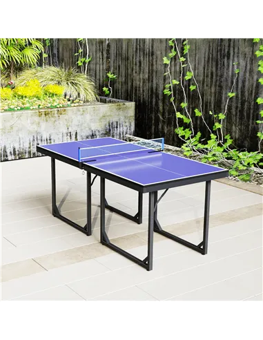 HOMCOM 6ft Table Tennis Table, Ping Pong Table with Net, Foldable and Portable Ping Pong Set for Indoor Outdoor Use, Easy Assemb