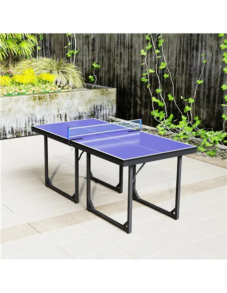 HOMCOM 6ft Table Tennis Table, Ping Pong Table with Net, Foldable and Portable Ping Pong Set for Indoor Outdoor Use, Easy Assemb