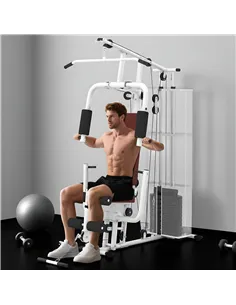 HOMCOM Multifunction Home Gym Weight Training Workout Station Fitness Strength Machine, White 2