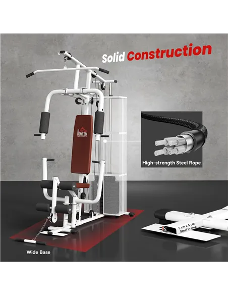HOMCOM Multifunction Home Gym Weight Training Workout Station Fitness Strength Machine, White