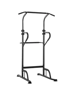 HOMCOM Power Tower Dip Station Pull Up Bar Multi-Function Push Up Equipment with Adjustable Height for Home Gym Strength Trainin